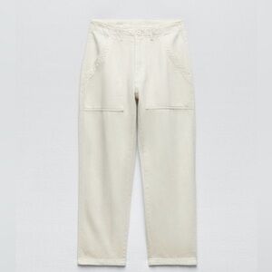 Zara cotton pants with pockets in ecru (nwot)
